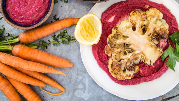 Roasted Cauliflower Steak & Beetroot Hummus Recipe